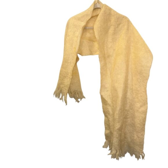 Kinlochj Anderson SCOTLAND all pile mohair ivory white neutral scarf - Picture 3 of 3